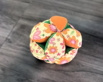 Montessori puzzelbal met zonnetjes en bloemen, katoenen babyspeelgoed