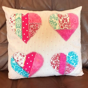 Patchwork Hearts Pillow Cover 16”