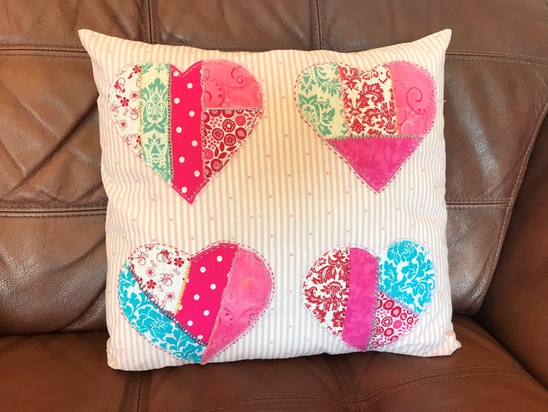 Patchwork Hearts Pillow Cover 16 image 1