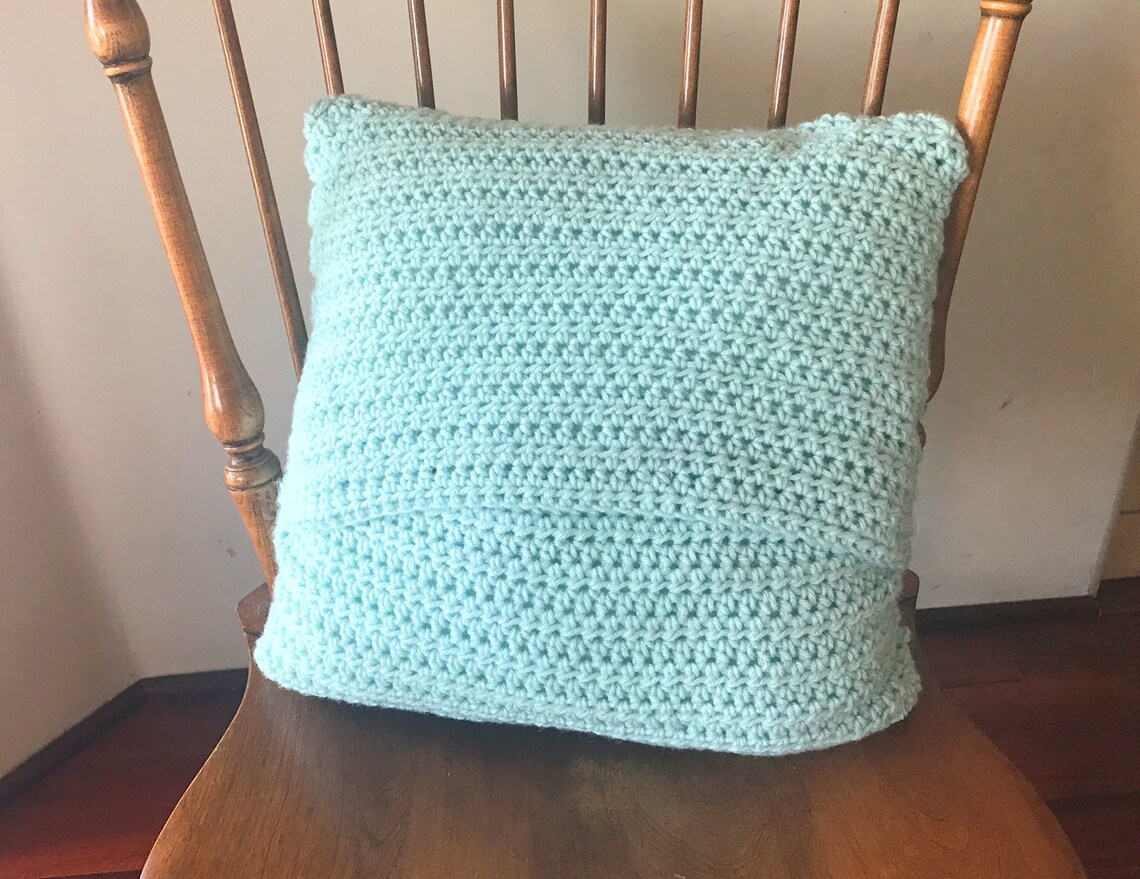 Basket Weave Crochet Pillow Cover 14 X 14 Seafoam Green Etsy