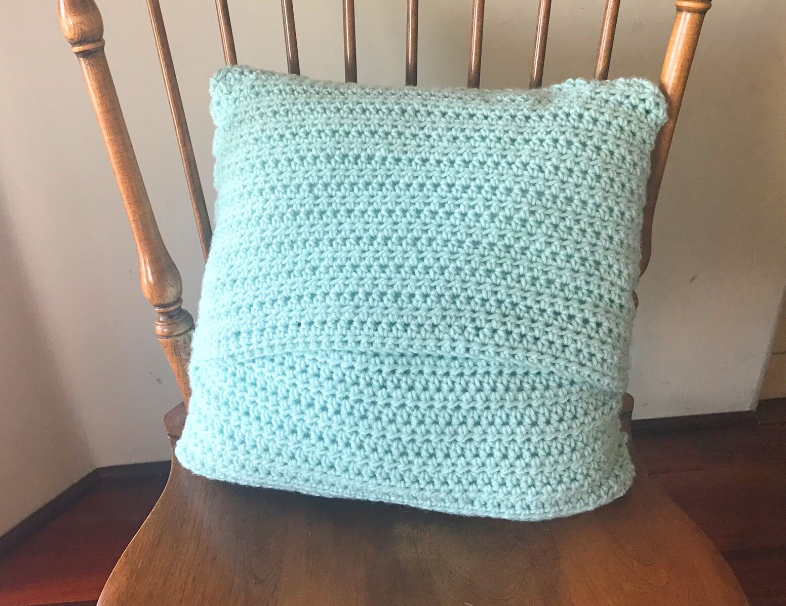 Basket Weave Crochet Pillow Cover 14 X 14 Seafoam Green Etsy
