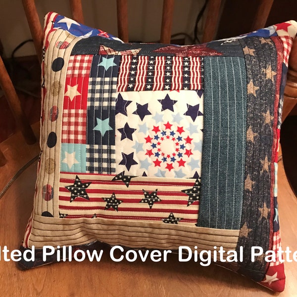 DIGITAL PATTERN - Quilt As You Go Pillow Cover 12" or 14"