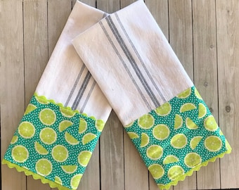 Lime Dots Cotton Dish Towels Set of 2