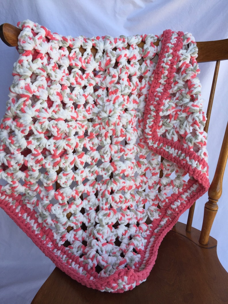 Coral Baby Crochet Afghan Bernat Blanket Yarn Etsy
