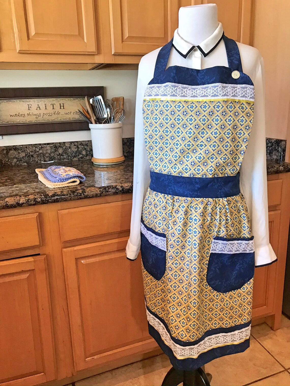 Patsy Gold Flower Full Apron Adult One Size Etsy