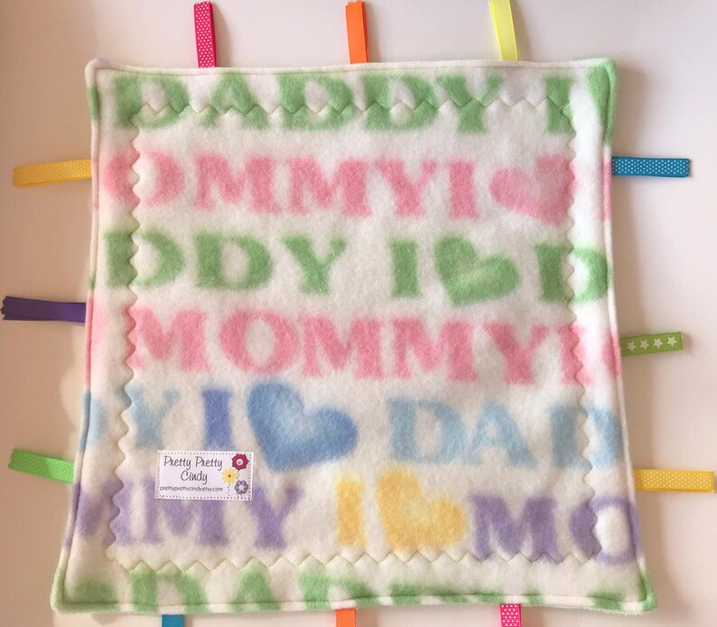 Mommy Daddy Love Minky Fleece Lovey Ribbon Blanket  Etsy