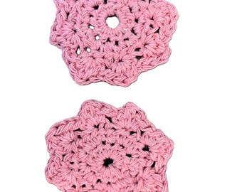 Gehaakte auto-onderzetters set van 2 roze katoenen bekerhouders handgemaakt kawaii accessoire cadeau