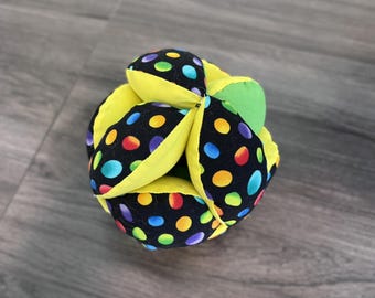 Montessori puzzel met heldere primaire stippen, katoenen babyspeelgoed