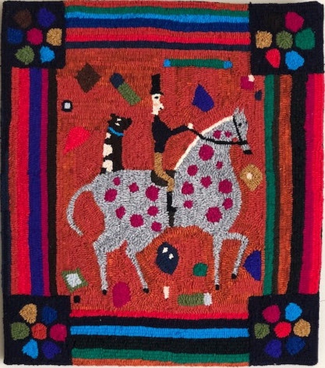 Riders and Friend Vermont Folk Rugs Rug Hooking Pattern on Etsy
