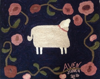 Sheep with Flowers 20"x17"  Rug Hooking Kit