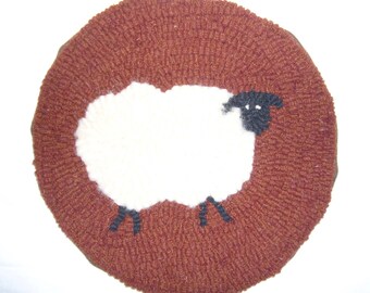 Sheep with Wool Roving 8" Rug Hooking Kit