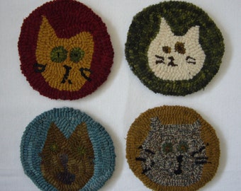 Four Crazy Cat Coasters