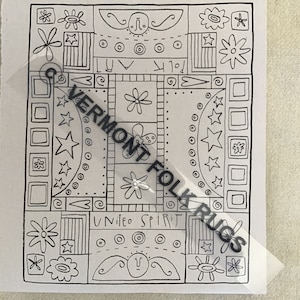 United Folks Vermont Folk Rugs Rug Hooking Pattern on Linen