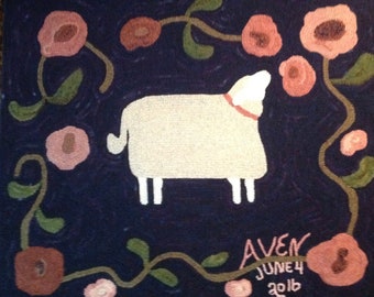 Sheep with Flowers 26"x22.5" Rug Hooking Kit