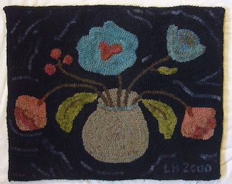 Kom met bloemen vloerkleed inhaakset