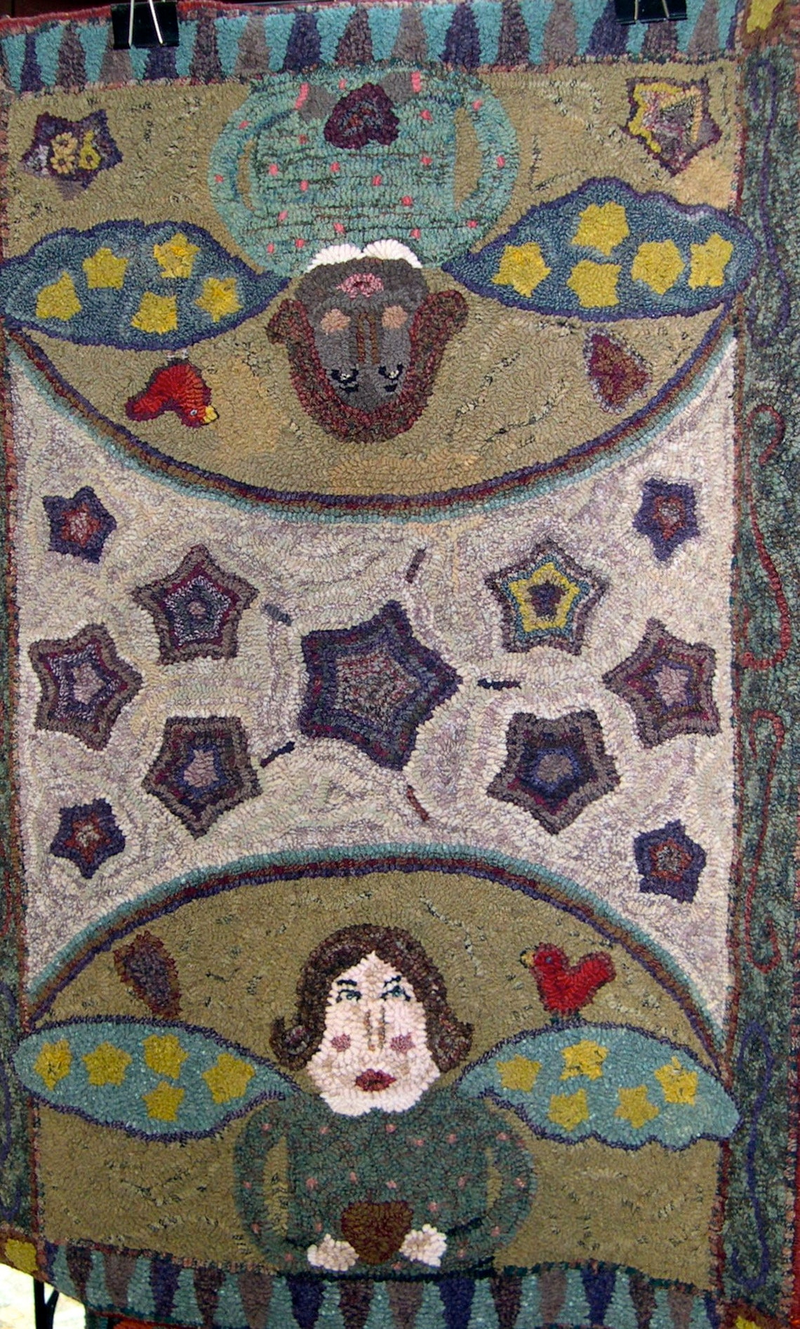 Folk Angels Vermont Folk Rugs Rug Hooking Pattern on Linen - Etsy