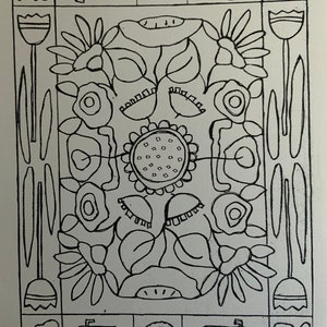 Flower Power Vermont Folk Rugs Rug Hooking Pattern on Linen