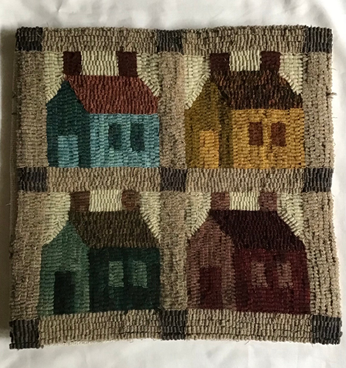 4 Houses Rug Hooking Kit Etsy