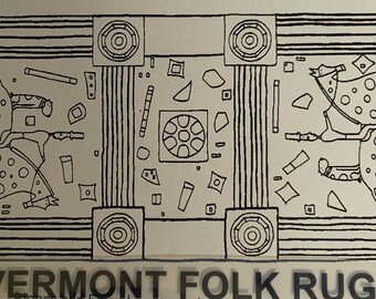 Riders and Friend Vermont Folk Rugs Tapijt Haakpatroon op Linnen