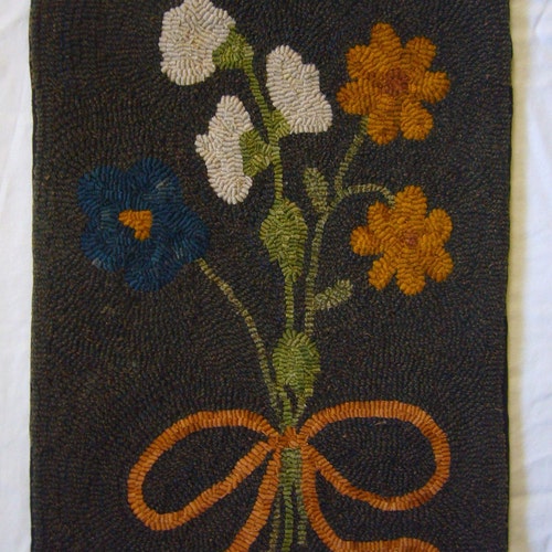 Flowers With Bow Rug Hooking Kit Etsy