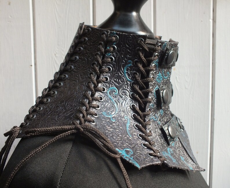 Black Leather Neck Corset Neck Brace Genuine Leather Etsy UK