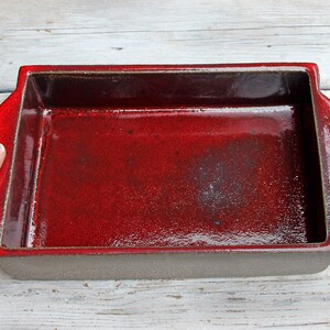 Handmade rectangle baking dish, casserole oven dish, red ceramic bakeware, red pottery, pottery baking gift image 2