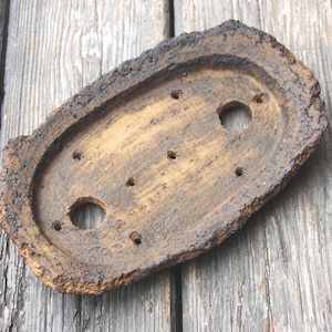 Niedriges Bonsai Tablett für Shohin Wald: Rustikaler handgemachter flacher Übertopf aus braunem Ton