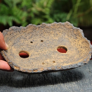 Handgjord brun lera bonsai kruka: Organisk oval keramisk planteringslåda