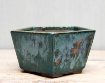 4.5 Handmade Bonsai Pot in blues stoneware pottery