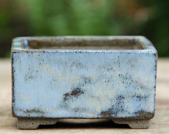 Handmade ceramic bonsai pot, blue glazed square bonsai pot, quality stoneware pot, succulent pot, cactus pot, minimal planter, bonsai gift