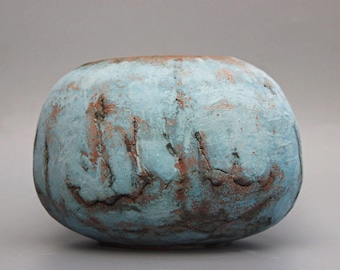 Contemporary Sculptural Ceramic Vase: Turquoise Blue Art Object