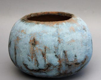 Contemporary Sculptural Ceramic Vase: Turquoise Blue Art Object