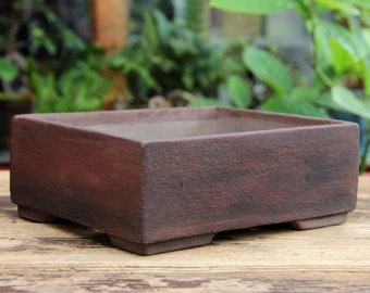 Handmade ceramic bonsai tree pot, brown red clay unglazed rectangular bonsai pot, succulent cactus pot, exhibition bonsai pot, bonsai gift