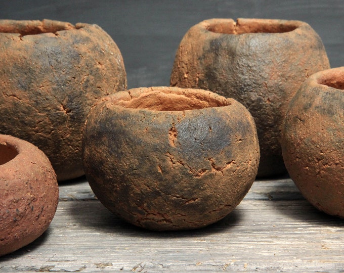 Handmade ceramic bowl planter, unglazed globe formed small clay pots, wildflower succulent cactus pot, kusamono pots, no hole clay pots