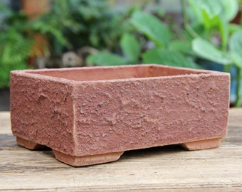 Handmade ceramic bonsai pot, red clay unglazed rectangle bonsai pot, succulent cactus pot, exhibition bonsai pot, rustic bonsai pot