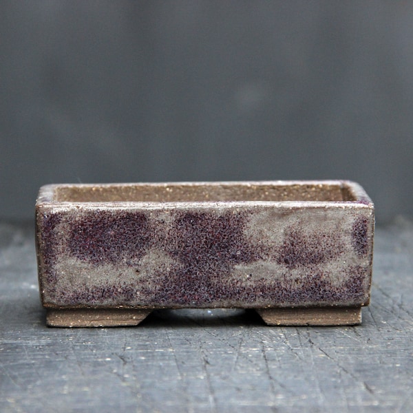 Handmade ceramic bonsai pot, small rectangular bonsai pot, gray blue glazed bonsai pot, mini succulent cactus planter pottery