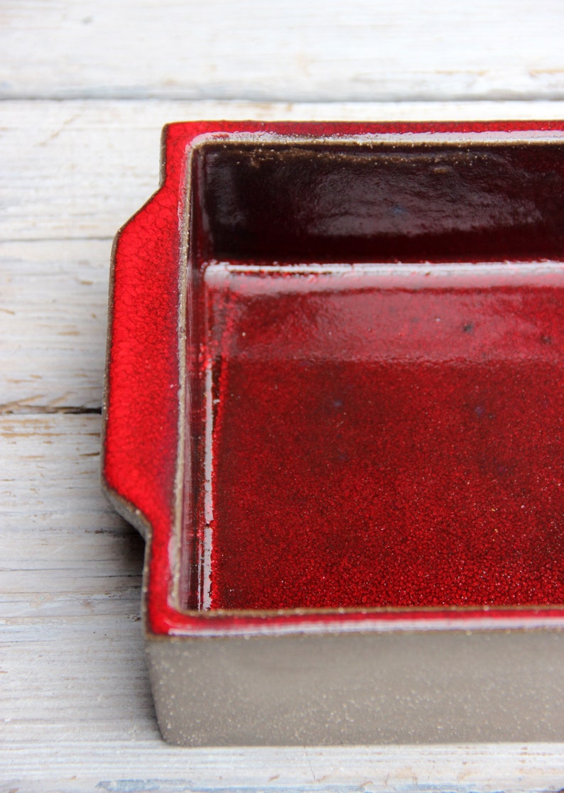 Handmade rectangle baking dish, casserole oven dish, red ceramic bakeware, red pottery, pottery baking gift image 4