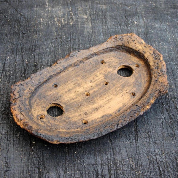Low Forest Bonsai Pot Tray, Rustic Brown Clay Shallow Planter