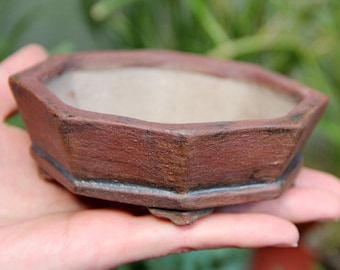 Handmade Red Clay Shohin Bonsai Pot: Small Shallow Unglazed Succulent Planter