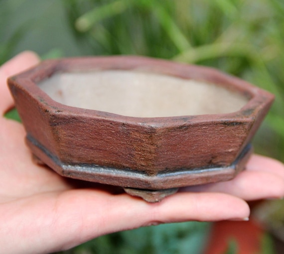 Handmade Red Clay Shohin Bonsai Pot: Small Shallow Unglazed Succulent Planter