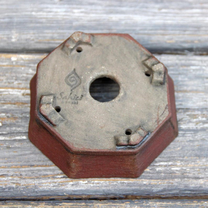 Rustic octagonal ceramic red clay bonsai pot, geometric shallow succulent cactus pot, shohin bonsai tree pot, gift pot for bonsai artist