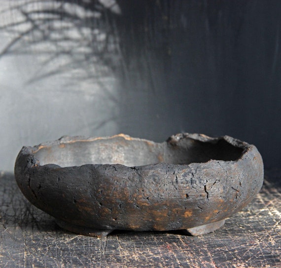 Unglazed Crackled Surface Black Round Bonsai Pot: Rustic Succulent Bowl  Planter - Etsy Israel