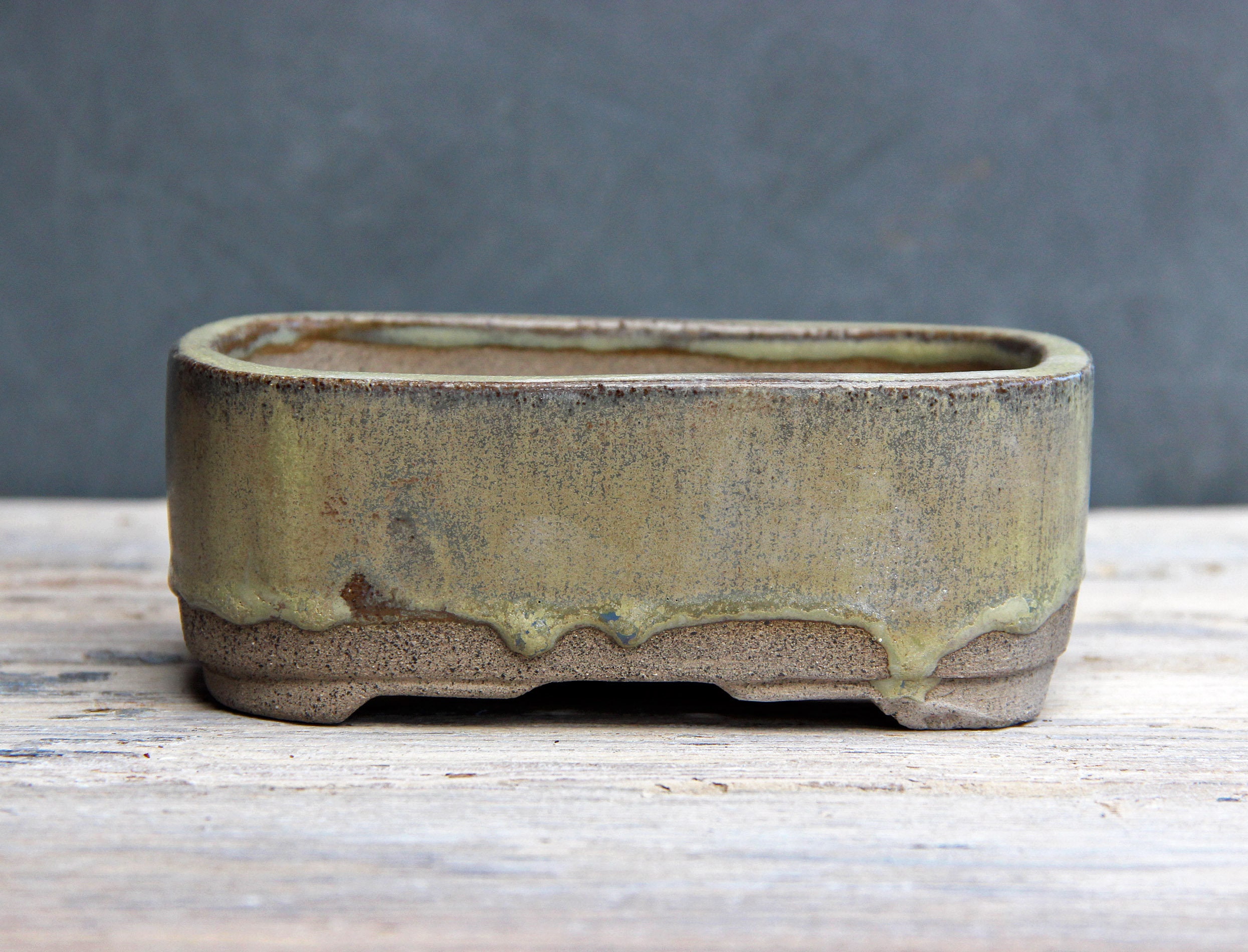 Handmade bonsai pot shoin pot green bonsai pot rounded Etsy