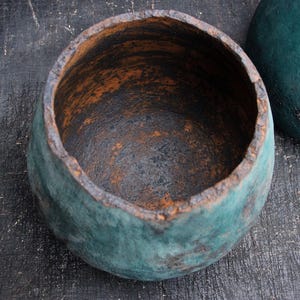 Large Organic Sculptural Ceramic Vase: Turquoise Blue Wabisabi Art Object image 9