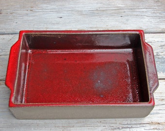 Handmade rectangle baking dish, casserole oven dish, red ceramic bakeware, red pottery, pottery baking gift