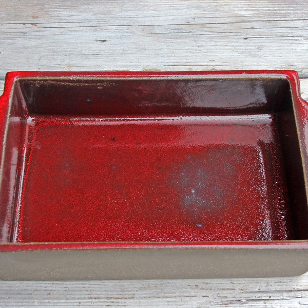 Handmade rectangle baking dish, casserole oven dish, red ceramic bakeware, red pottery, pottery baking gift