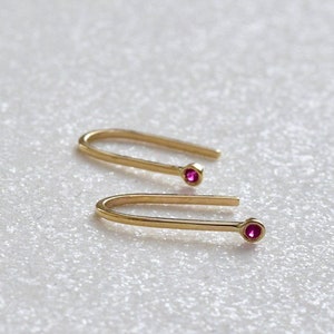 Ruby Mini Magnets 14k Gold Ruby Earrings Ruby Jewelry Gold Ruby Studs Small Ruby Studs Ruby Hoop Earrings image 2