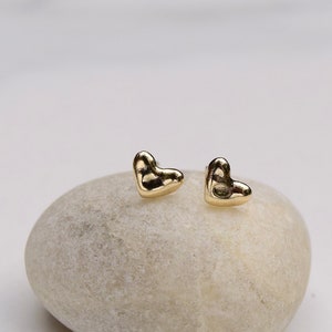 Solid Gold Heart Studs 14k Gold Earrings Gold Heart Earrings Small Gold Earrings