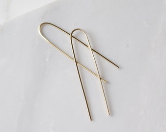 Long Drop Earrings - Simple Statement Earrings, Long Dangle Earrings, Gold Dangle Earrings