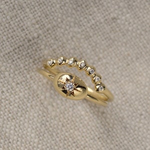 Diamond Star Ring, Gold Celestial Ring, Gold Star Ring, Gold Diamond Star Ring, Starburst Ring image 3